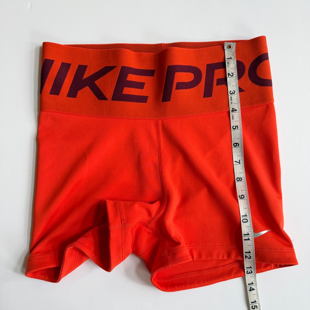 Nike Pro Women's Running Shorts-H020 in Orange/ Metallic Silver Size L - Picture 9 of 10